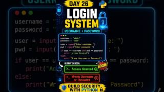 🔐 Day 26 LEARNING PYTHON: Build a Login System in Python#Python #LearnPython #PythonForBeginners