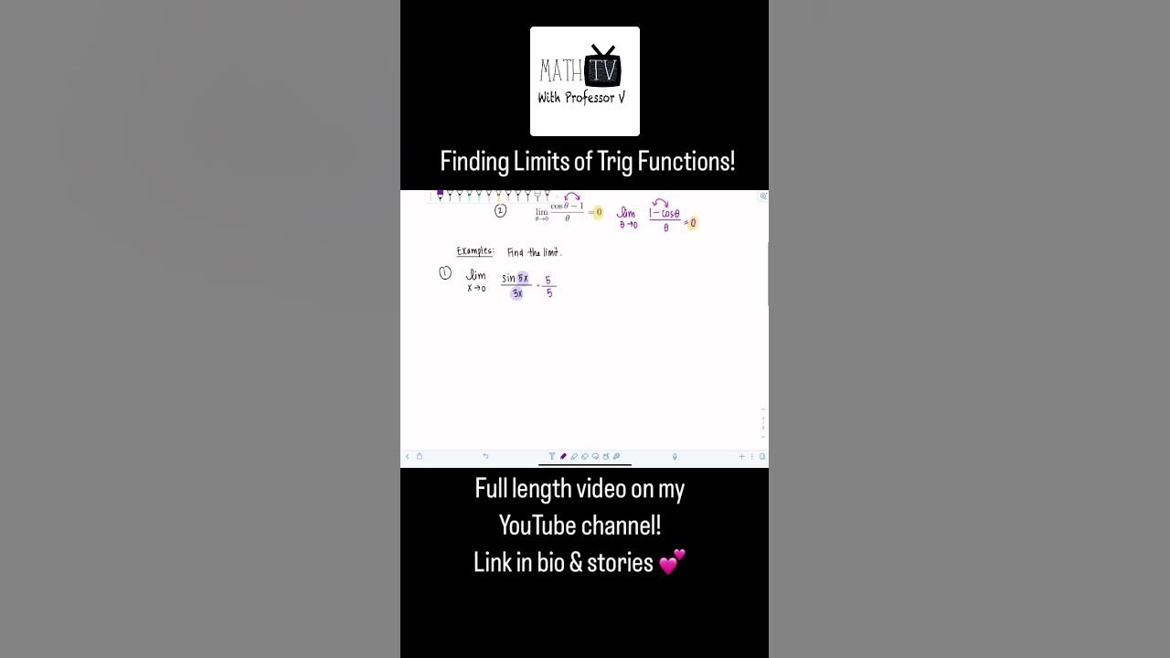 Finding limits of trig functions made easy mathwithprofessorv limits