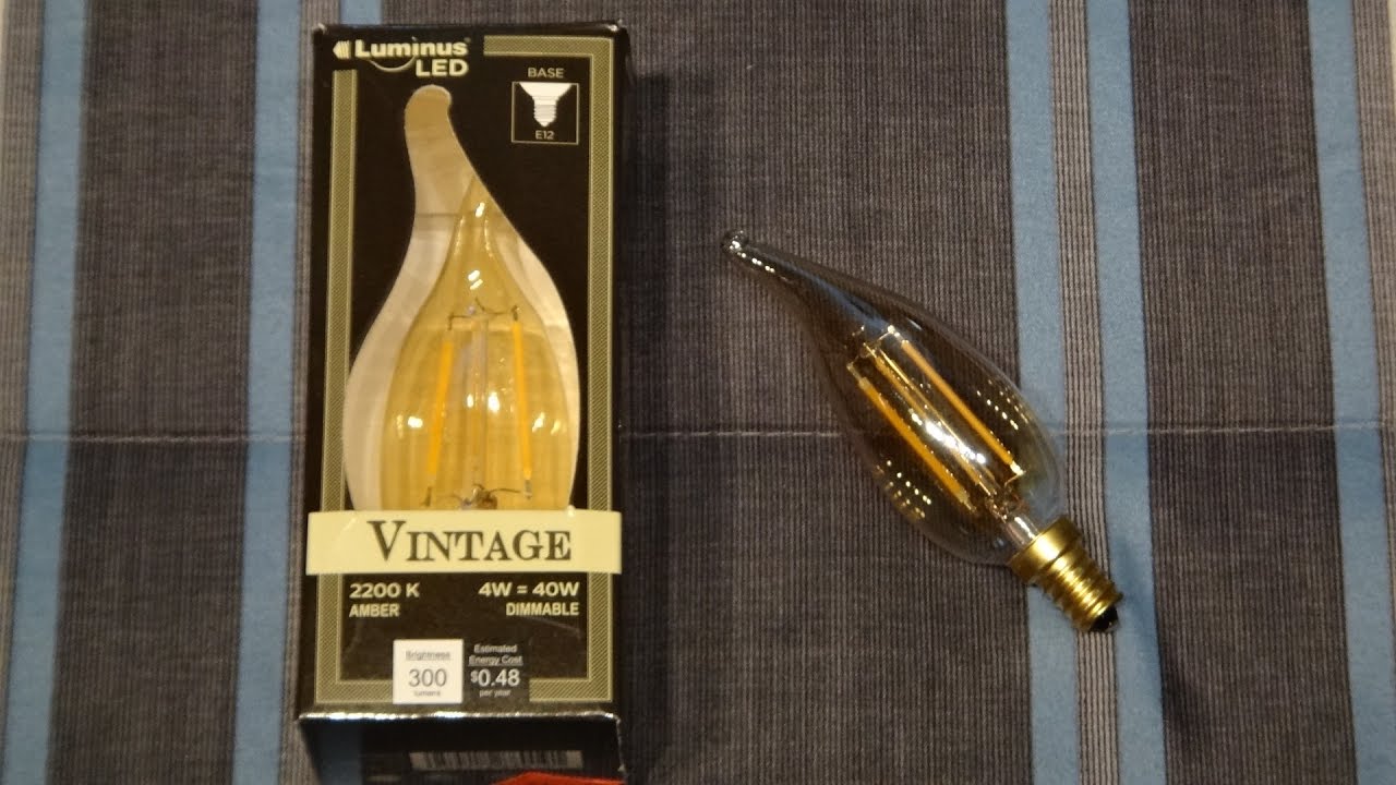 LuminusLED Vintage Filament LED 4watt E12 Base Light Bulb