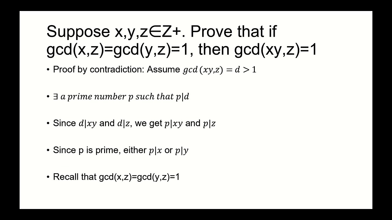Suppose x,y,z∈Z+. Prove that if gcd(x,z)=gcd(y,z)=1, then gcd(xy
