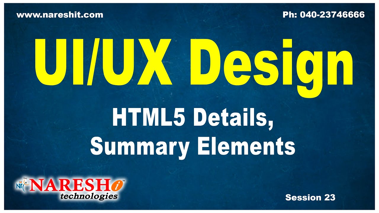 Session:23| HTML5 Details, Summary Elements | UI/UX Tutorial | UI ...