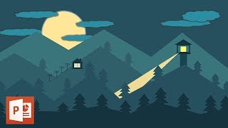 SPEEDART! NIGHT MOUNTAIN with Powerpoint - FLAT LANDSCAPE DESIGN screenshot 3