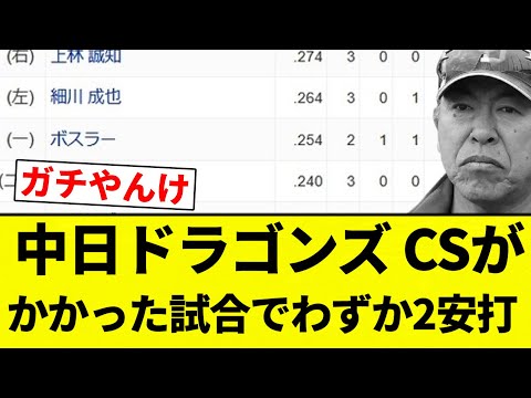 【よく勝てたな】中日ドラゴンズ、CSがかかった試合でわずか2安打【プロ野球反応集】【2chスレ】【なんG】