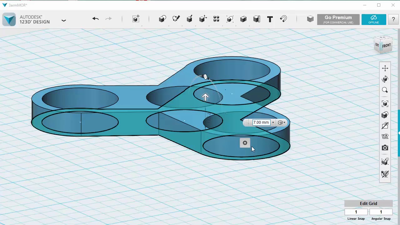 Make a 3 Arm Fidget Spinner using 123D Design - YouTube