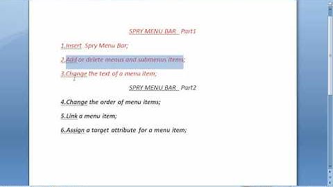 Spry menu bar on Dreamweaver Part1