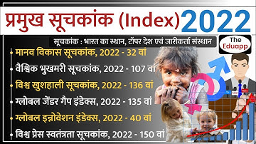 Most Important Index, 2022 | Index and Rank, 2022 | अति महत्वपूर्ण सूचकांक, 2022 byThe Eduapp