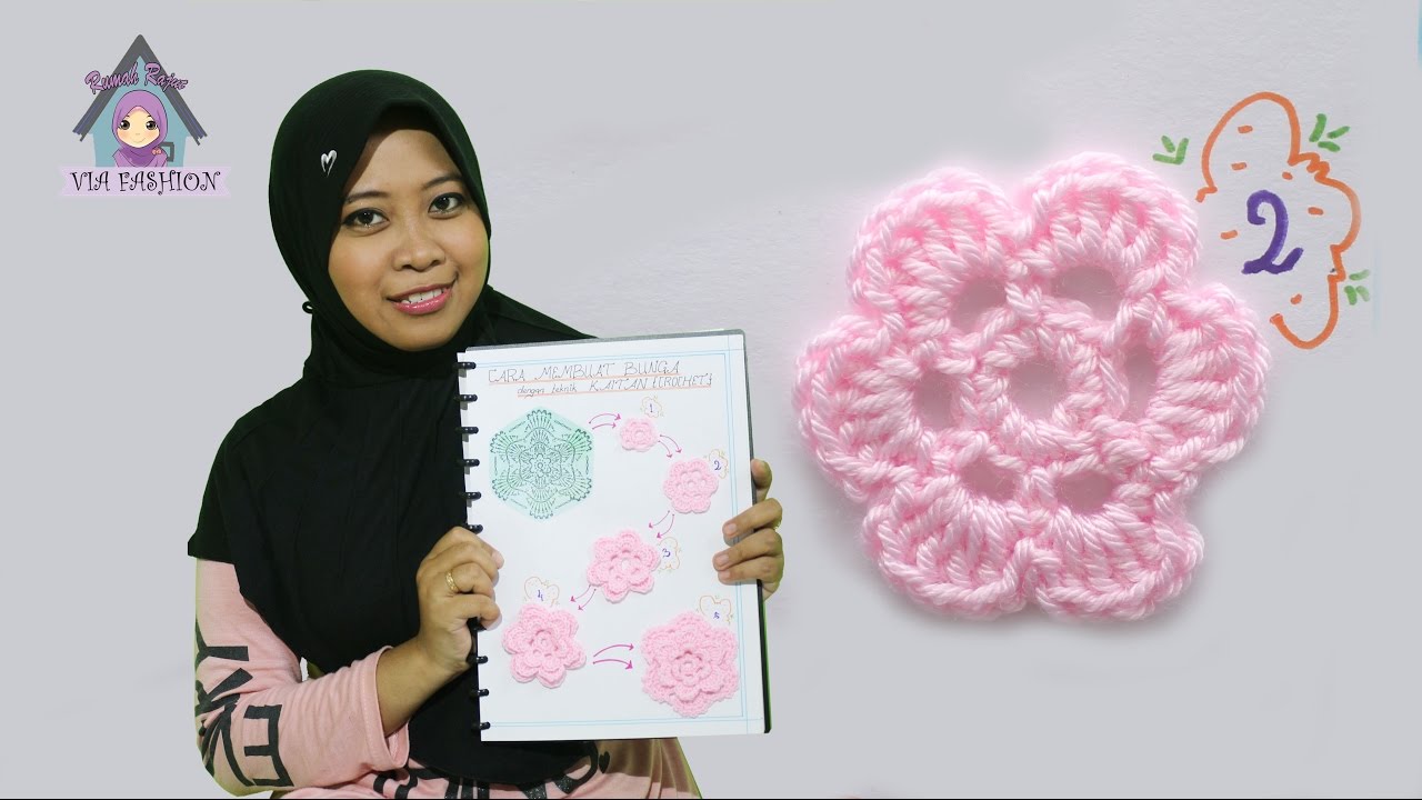 Tutorial Rajut (Crochet) Membuat Bunga Kecil Berkelopak - Langkah 2