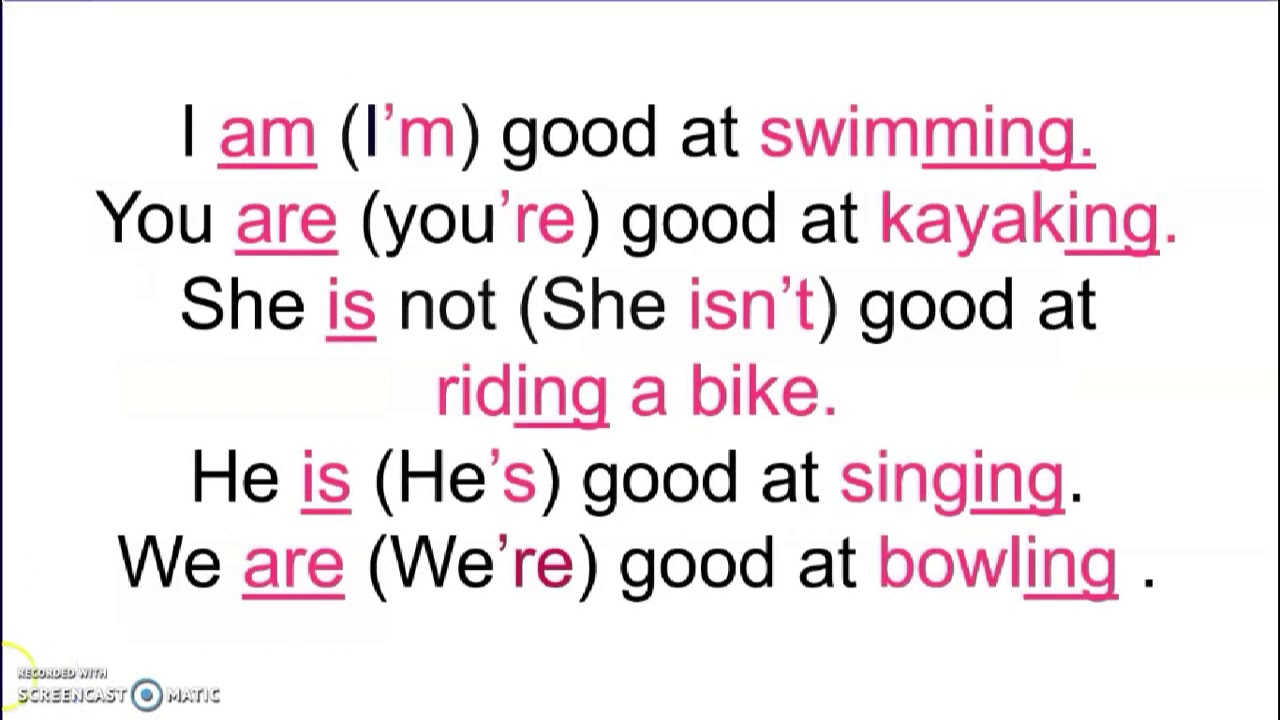 Grade 4 Good At Verb Ing Am Is Are Youtube Grade 4 Good At Verb Ing Am Is Are Youtube