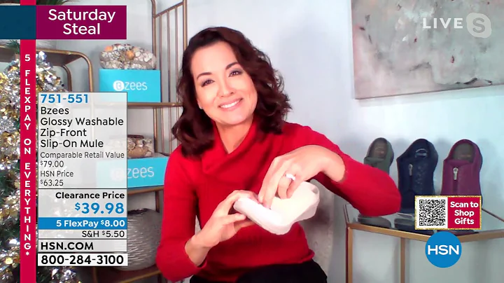 Bzees Glossy Washable Zip Front SlipOn Mule