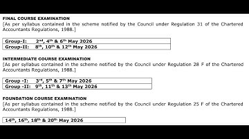 BREAKING - May 26 Exams Announced ! ICAI Issues Official Timetable