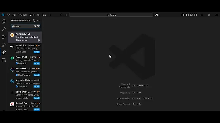 PlatformIO IDE icon not appearing in Visual Studio