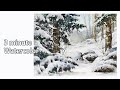 [ 3 minute Watercolor ] Without Sketch Landscape Watercolor - Winter Forest. NAMIL ART