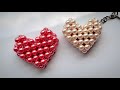 Beaded heart  pearl beaded heart keychain  valentine gift  beads craft ideas