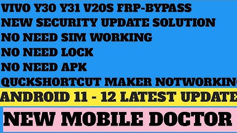 ALL VIVO MOBILE FRP BYPASS | NEW SECURITY SOLUTION | ANDROID 12 Y30 Y31 Y20 Y20S