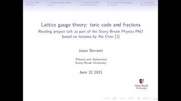 Lattice gauge theory: toric code and fractons (Jason Bennett)