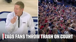 Gonzaga students throwing trash on court causes delay of game | ESPN College Basketball screenshot 4