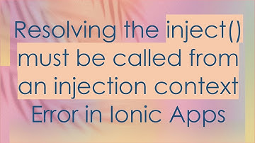 Resolving the inject() must be called from an injection context Error in Ionic Apps