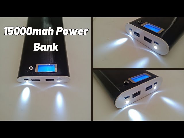 how to make 15000mah power bank from scrap laptop battery with digital  display