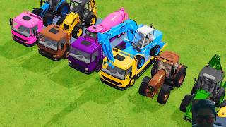 transporting excavator mixer truck tractors backhoe loaders beamng.drive game farming simulator 22 screenshot 1