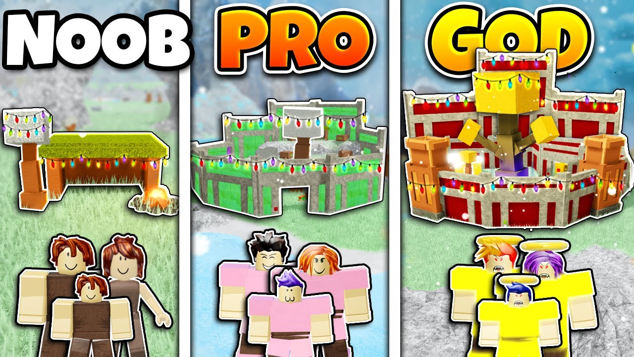 Roblox Noob Vs Pro Vs God Family Christmas Base Build In Booga Booga Youtube - noob in your body 800 sales 3 roblox