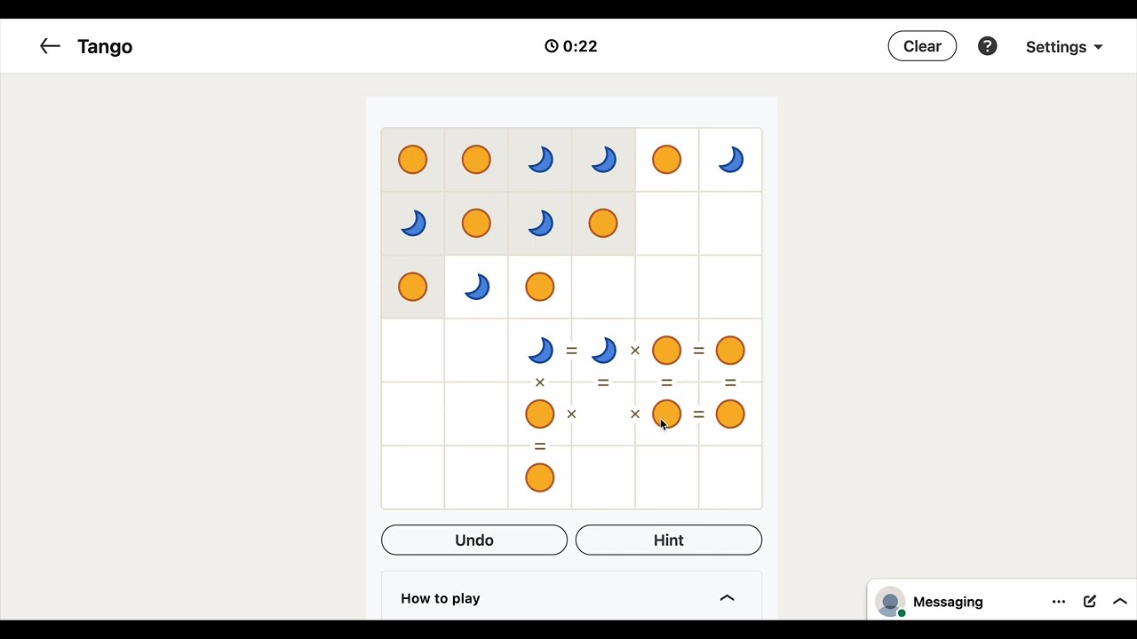 LinkedIn Games - Tango #105