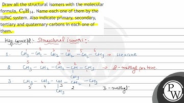 Draw all the structural isomers with the molecular formula, \( \mathrm{C}_{6} \mathrm{H}_{14} \)...