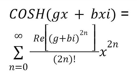 Complex Hyperbolic Cosine Maclaurin SERIESSUM IMCOSH IMPOWER IMREAL COMPLEX Google Sheets Excel