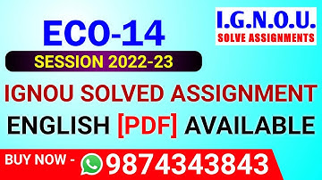 ECO-14 Solved Assignment 2022-23 in English, ECO 14 Solved Assignment 2023, ECO 14 Assignment