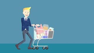 Cartoon Character Businessman Walks and Pushes Shopping Cart | Motion Graphics - Videohive template