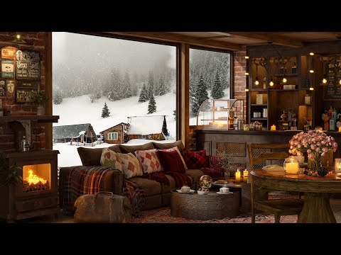 4K Cozy Coffee Shop ☕ Smooth Piano Jazz Music for Relax, Study, Sleep ☕ Night Winter