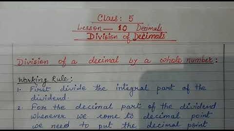 Class V (Mathematics) Lesson No. 10 "Decimals" (Attachment in description box)