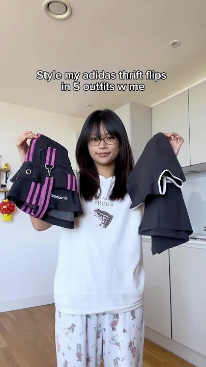 Styling my adidas thrift flips in 5 outfits #thriftflip #fashion #styleinspo #sewing