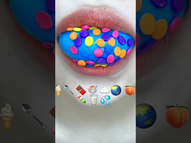 ASMR Eating Yummy Emoji !🍦🥄🍫🍧☁️🌏🍑🍡🥛💦||Cr by :@closerfood ||Don't forget to subs and like😷❕ class=