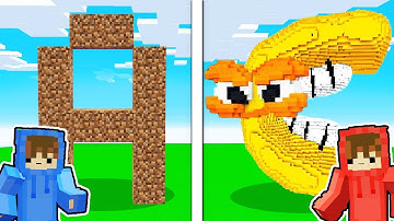 NOOB vs HACKER: I Cheated In a Alphabet Lore Build Challenge ! (Letter A) - Minecraft Biba and Boba