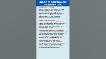 Logistics Coordinator Interview Questions and Answers