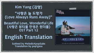 Kim Yang - 사랑은 늘 도망가 (Love Always Runs Away) (Beautiful Love, Wonderful Life OST Part 12) [Eng Subs]