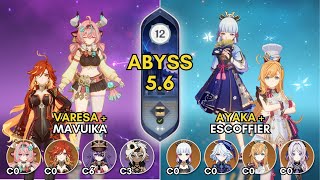 C0 Varesa x Mavuika Overload & C0 Ayaka x Escoffier Freeze | Spiral Abyss 5.6 | Genshin Impact screenshot 3