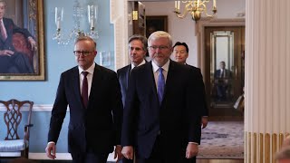 Albanese ‘disappointed’ because media coverage of Trump meeting was ‘swallowed up’ by Rudd