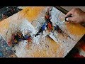 Abstract painting  textured with gesso  acrylic abstract painting demonstration