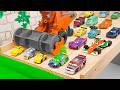 Disney Pixar ☆ Cars Toys Rolling Down a Rainbow Ramp Into Water♪