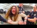 Dumb Karen Drives into a Crime Scene and Regrets It | Karens Getting Arrested By Police