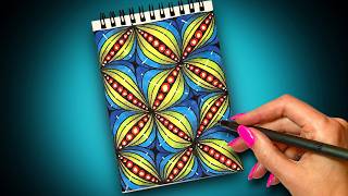 Colorful Zentangle Art Step by Step ✍️ Relaxing Doodle for Beginners