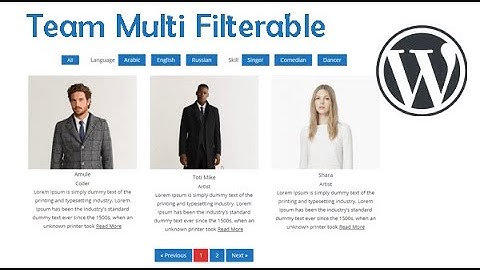 team showcase custom filterable