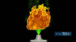 [YALES2] Large Eddy Simulation of n-heptane Spray Flame (CORIA Rouen Spray Burner)