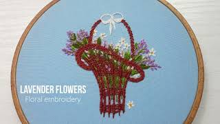 How to embroider a basket of wild flowers Lavender Flowers