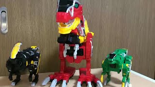 獣電戦隊キョウリュウジャー 第4話③  5人の武器が一つに！ケントロスパイカー炸裂！新たなカミツキ合体も登場！劇中シーンをDX等で再現！前田動画Power Rangers Dino Charge4