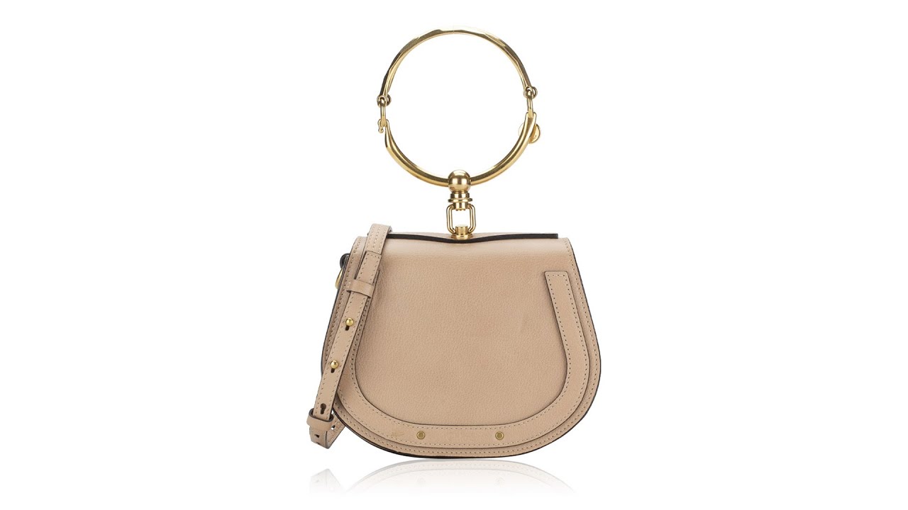 Chloe Calfskin Suede Small Nile Bracelet Bag Biscotti Beige 