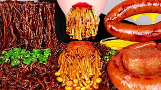 Asmr Spicy Sıcak Bi̇ber Jajangmyeon Sosis Alev Biber Jjajang Kilbasa Sosis Spam Enoki Mantar Enok