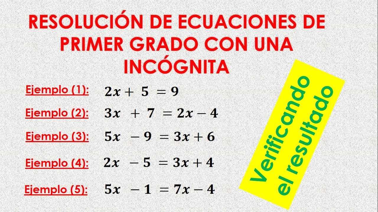 Ecuaciones De Primer Grado Con Incognita Ejemplos - Opciones de Ejemplo