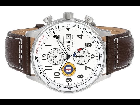 AVI 8 Men's AV 4011 01 Hawker Hurricane Stainless Steel Watch with Leather Band